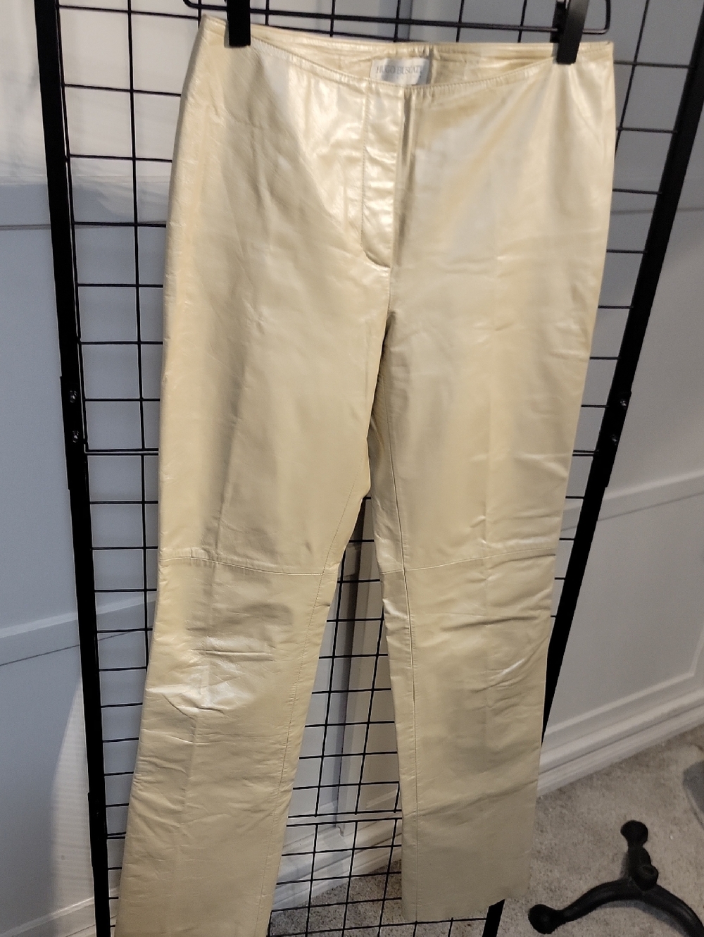 Hugo Buscati Beige Leather Pants Size 4